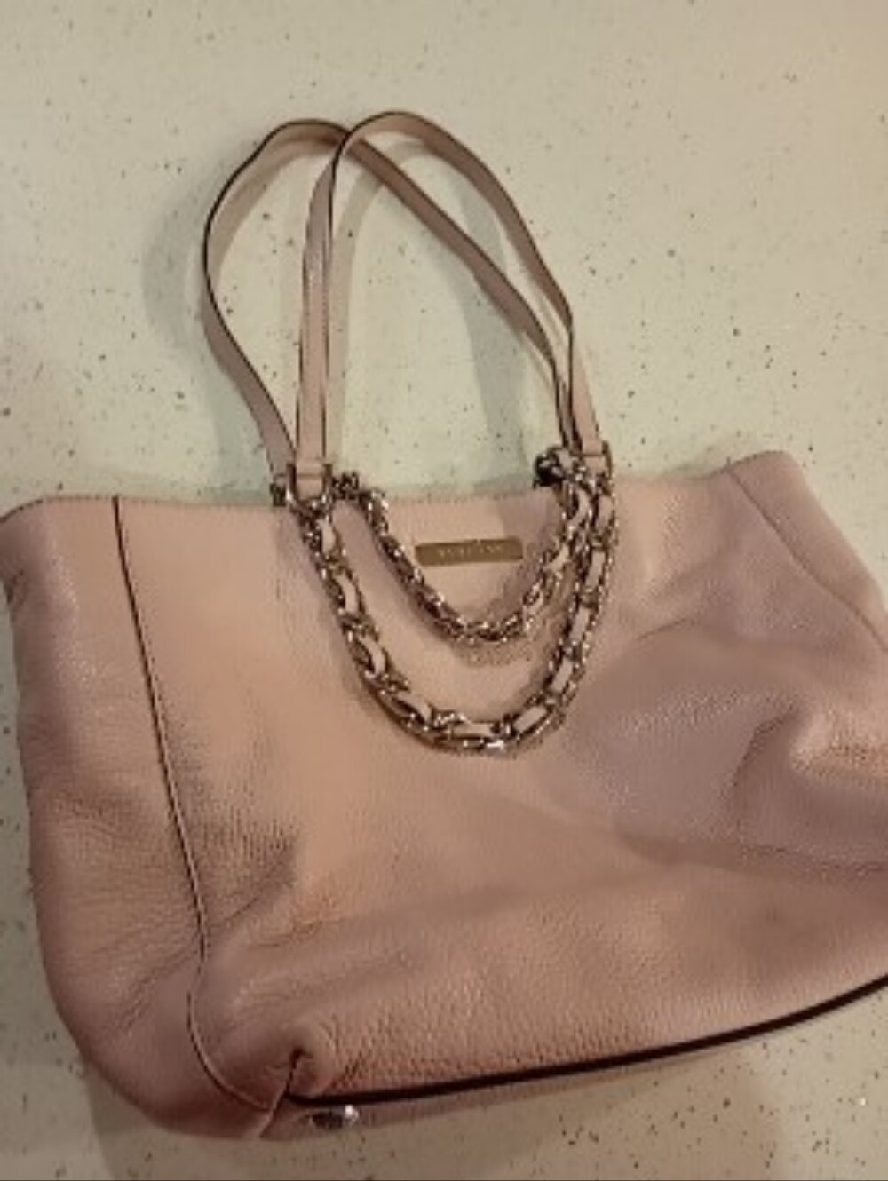 Michael Kors | Pastel Blush Pink Pebbled Leather Tote with Chain Handles